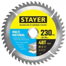 STAYER MULTI MATERIAL 230х32/30мм 48Т, диск пильный по алюминию, супер чистый рез