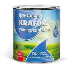 Грунтовка ГФ-021 по дереву и металлу Krafor, алкидная, 6 кг, серая