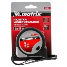 Рулетка измерительная 5м Matrix Continuous fixation, с двумя стопами, ширина 19мм (31088)