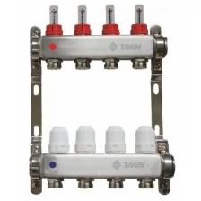 Коллекторная группа для теплого пола TAEN 1x3/4x4 вых. с расходомерами и регулир.клапанами (нерж.сталь)