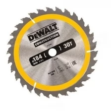 Диск пильный 184 х 16 мм, 30 зубьев, DeWalt CONSTRUCTION, DT1940, по дереву с гвоздями