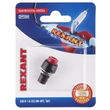 Выключатель-кнопка 250V 1А (2с) ON-OFF красная Micro (PBS-20А) REXANT (в упак. 1шт.) (06-0317-A)