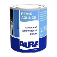 Эмаль акриловая Aura Remix Aqua 30 полуматовая белая основа А 0,9 л