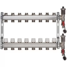 ColSys P813, 8 выходов. Коллекторная группа с отсекающими и термостатическими клапанами, автоматическими воздухоотводчиками и дренажными кранами