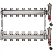 ColSys P813, 7 выходов. Коллекторная группа с отсекающими и термостатическими клапанами, автоматическими воздухоотводчиками и дренажными кранами