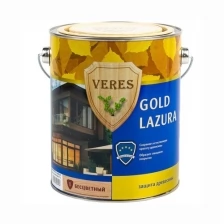 Декоративная пропитка для дерева Veres Gold Lazura №1, глянцевая, 2,7 л, бесцветная