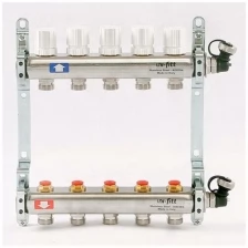 Коллекторная группа без расходомера Uni-Fitt 1"-3/4", нержавейка, 5 выходов